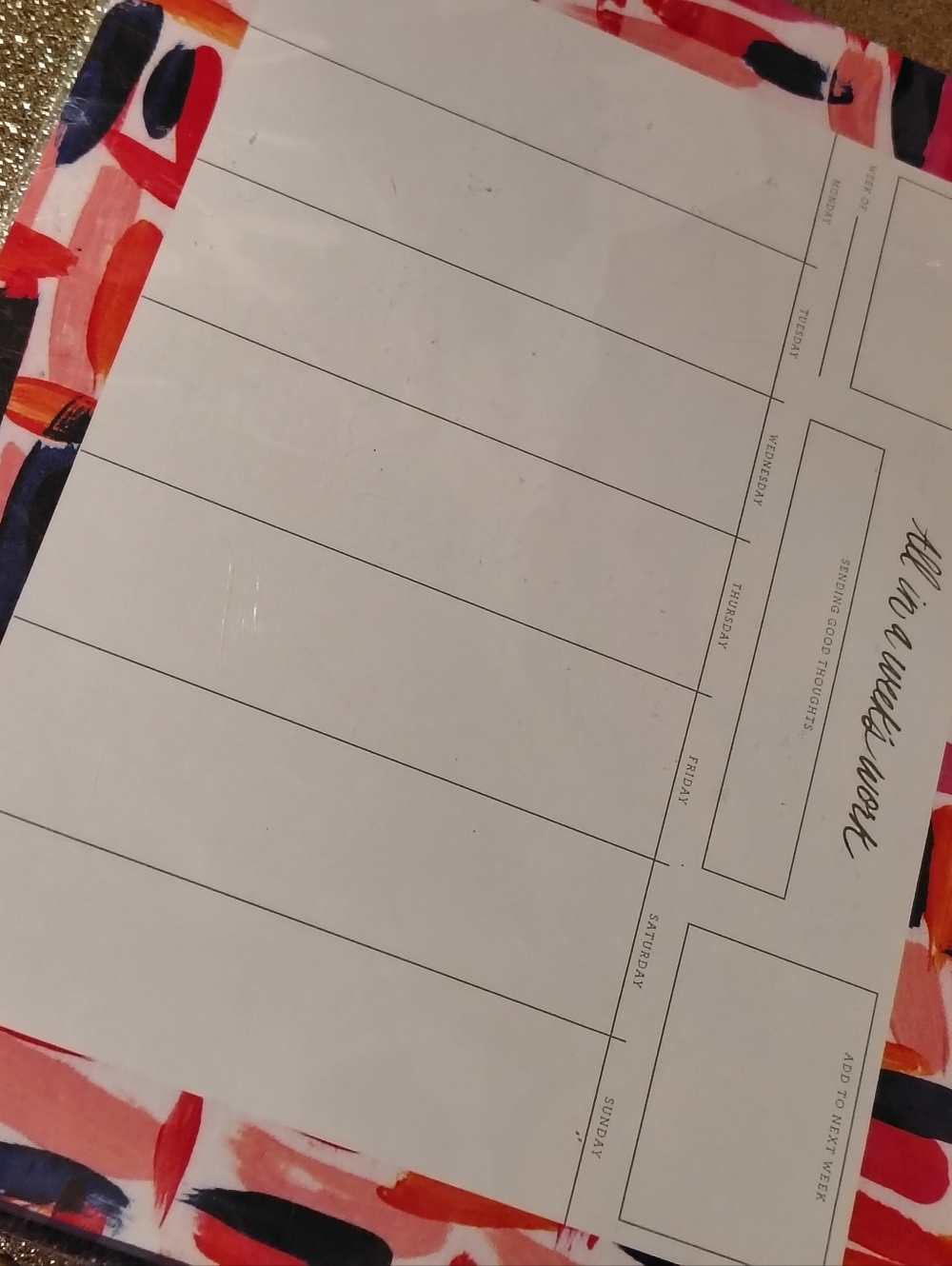 Amazon Home Office Weekly Planner Pad - White with Red, Pink, Navy Accent